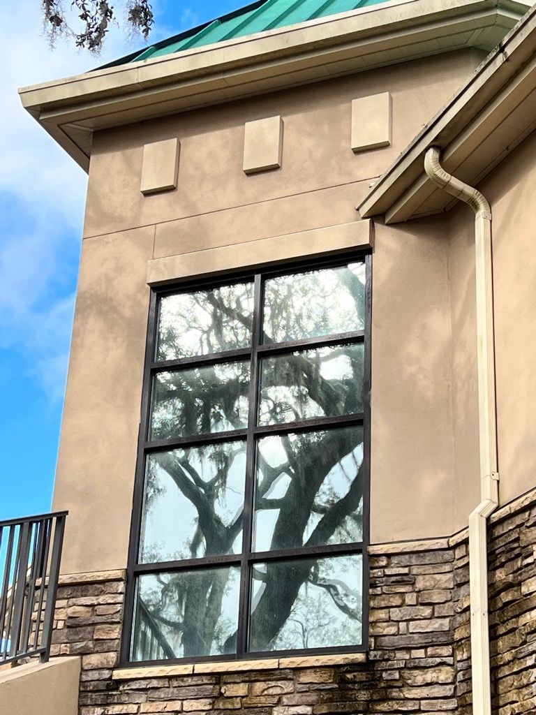 Commercial building with tinted windows